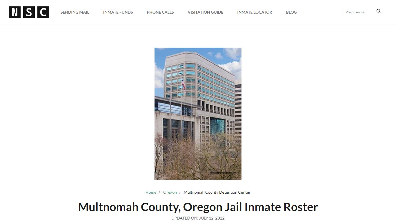 Multnomah County, Oregon Jail Inmate List